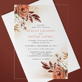 Rustic Terracotta Flowers and Pampas Grass Wedding Acryl Uitnodigingen