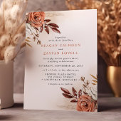 Rustic Terracotta Flowers and Pampas Grass Wedding Kaart