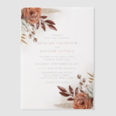 Rustic Terracotta Flowers and Pampas Grass Wedding Vellum Uitnodigingen (Voorkant)
