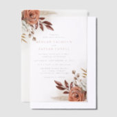 Rustic Terracotta Flowers and Pampas Grass Wedding Vellum Uitnodigingen (Offset)