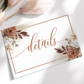 Rustic Terracotta Flowers Pampas Wedding Details Informatiekaartje