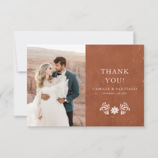 Rustic Terracotta Foto Bedankkaart (Voorkant)