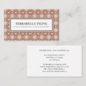 Rustic Terracotta Geometric Tegel Pattern Tiling B Visitekaartje (Voorkant / Achterkant)