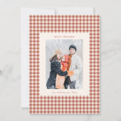 Rustic Terracotta Gingham Plaid Christmas Photo Feestdagenkaart (Voorkant)