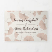 Rustic Terracotta Ginkgo Foliage Wedding Drieluik Uitnodiging (Cover)