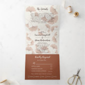 Rustic Terracotta Ginkgo Foliage Wedding Drieluik Uitnodiging (Binnen)