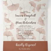 Rustic Terracotta Ginkgo Foliage Wedding Drieluik Uitnodiging (Binnenkant midden)