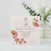 Rustic Terracotta Ginkgo Foliage Wedding Kaart (Staand voorkant)