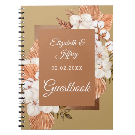 Rustic Terracotta Gold Boho Pampas Orchids Wedding Notitieboek (Voorkant)