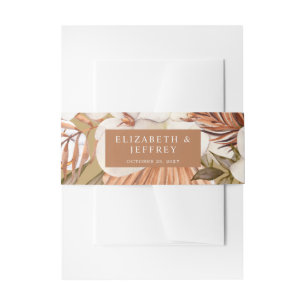 Rustic Terracotta Gold Boho Pampas Wedding Uitnodigingen Wikkel