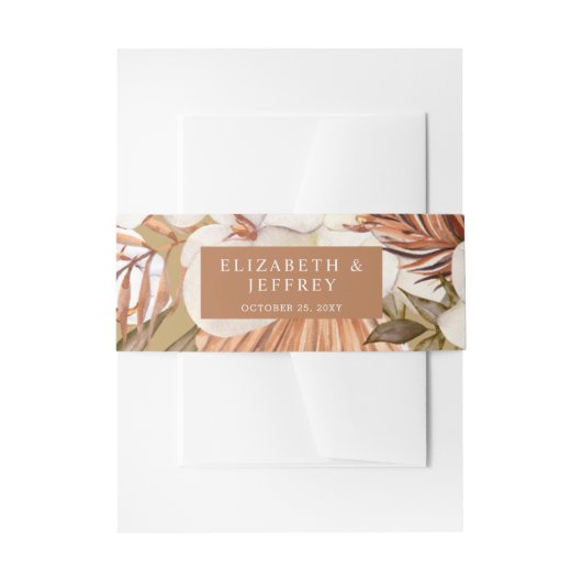 Rustic Terracotta Gold Boho Pampas Wedding Uitnodigingen Wikkel (Voorkant Voorbeeld)