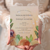 Rustic Terracotta Green Wedding Invitation Kaart