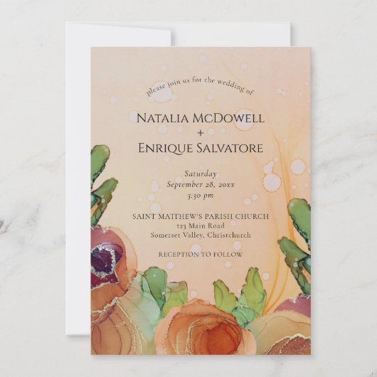 Rustic Terracotta Green Wedding Invitation Kaart (Voorkant)