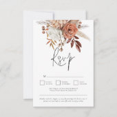 Rustic Terracotta Herfst Florals QR Code Wedding RSVP Kaartje (Voorkant)