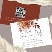 Rustic Terracotta Herfst Florals QR Code Wedding Save The Date