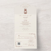 Rustic Terracotta Lantern RSVP Wedding All In One Uitnodiging (Binnen)