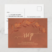 Rustic Terracotta Leaves Elegant Wedding RSVP Briefkaart (Voorkant / Achterkant)