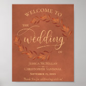 Rustic Terracotta Leaves Fall Wedding Welcome Sign Poster (Voorkant)