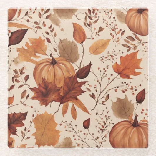 Rustic Terracotta Maple verlaat herfstbruiloft Glazen Onderzetter (Voorkant)