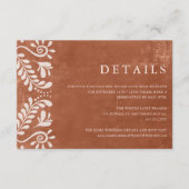 Rustic Terracotta Mexico Wedding Details Informatiekaartje (Voorkant)