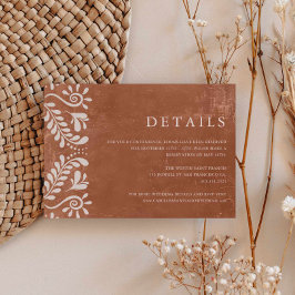 Rustic Terracotta Mexico Wedding Details Informatiekaartje