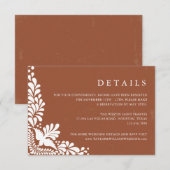 Rustic Terracotta Mexico Wedding Details Informatiekaartje (Voorkant / Achterkant)