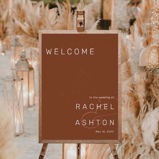Rustic Terracotta Minimalist Wedding Welcome Sign Poster