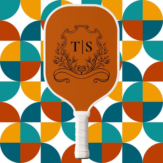 Rustic Terracotta Monogram Initial Classic Pickleball Paddle