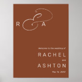 Rustic Terracotta Monogram Weddenschap Welkomsttek Poster (Voorkant)