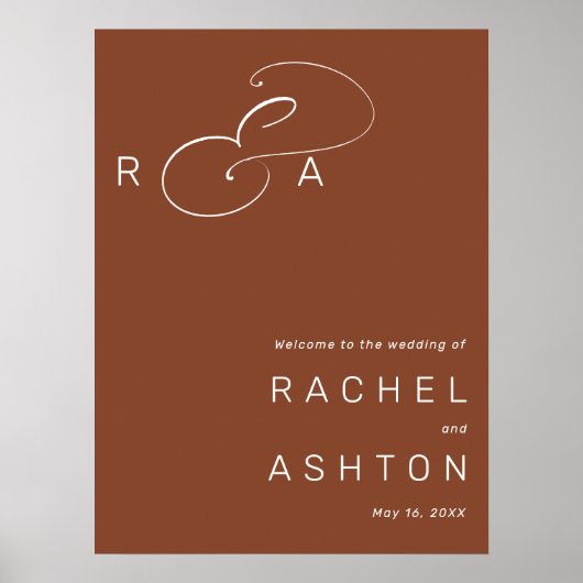 Rustic Terracotta Monogram Weddenschap Welkomsttek Poster (Voorkant)