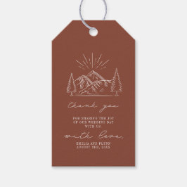 Rustic Terracotta Mountain Wedding Bedankt Cadeaulabel