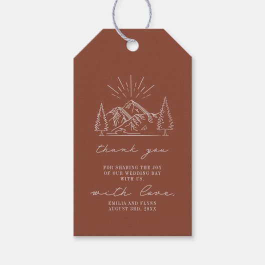 Rustic Terracotta Mountain Wedding Bedankt Cadeaulabel (Voorkant)