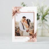 Rustic Terracotta Pampas Grass Elegant Wedding Bedankkaart (Staand voorkant)