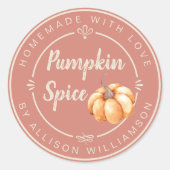 Rustic Terracotta Pumpkin Spice Homemade Ronde Sticker (Voorkant)