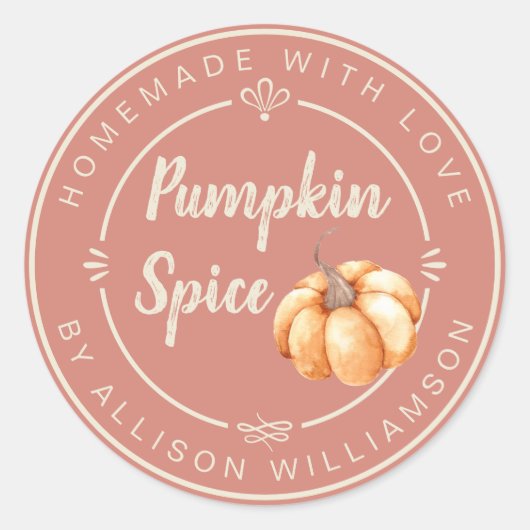 Rustic Terracotta Pumpkin Spice Homemade Ronde Sticker (Voorkant)