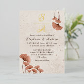 Rustic Terracotta & Real Gold Monogram Wedding Folie Uitnodiging (Staand Voorkant)