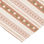 Rustic Terracotta Scallop Floral Stripe Lange Tafelloper (Hoek)
