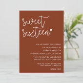 Rustic Terracotta Script Sweet 16 Birthday Foto I Kaart (Staand voorkant)
