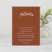 Rustic Terracotta Script Sweet 16 Birthday Foto Kaart (Staand voorkant)