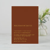 Rustic Terracotta Simple Elegant Modern Wedding Folie Uitnodiging (Staand Voorkant)