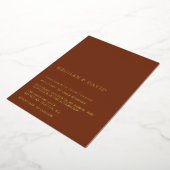 Rustic Terracotta Simple Elegant Modern Wedding Folie Uitnodiging (Gedraaid)