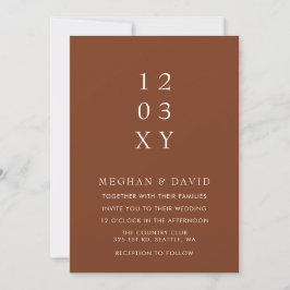 Rustic Terracotta Simple Elegant Modern Wedding Kaart