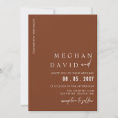 Rustic Terracotta Simple Elegant Modern Wedding Kaart (Voorkant)