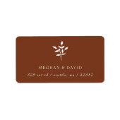 Rustic Terracotta Simple Modern Botanical address Etiket (Voorkant)