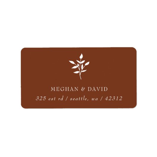 Rustic Terracotta Simple Modern Botanical address Etiket (Voorkant)