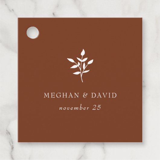Rustic Terracotta Simple Modern Botanical Wedding Bedankjes Labels (Voorkant)
