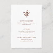 Rustic Terracotta Simple Modern Botanical Wedding Informatiekaartje (Voorkant)