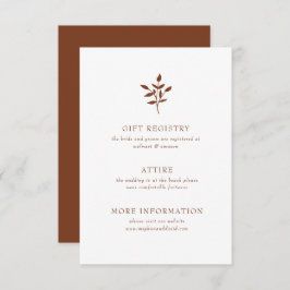 Rustic Terracotta Simple Modern Botanical Wedding Informatiekaartje