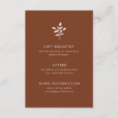 Rustic Terracotta Simple Modern Botanical Wedding Informatiekaartje (Voorkant)