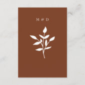 Rustic Terracotta Simple Modern Botanical Wedding Informatiekaartje (Achterkant)
